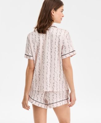 Women's Stretch Satin Short-Sleeve Pajama Set