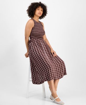 Women's Printed Smocked Sleeveless Midi Dress, Macy's Exclusive