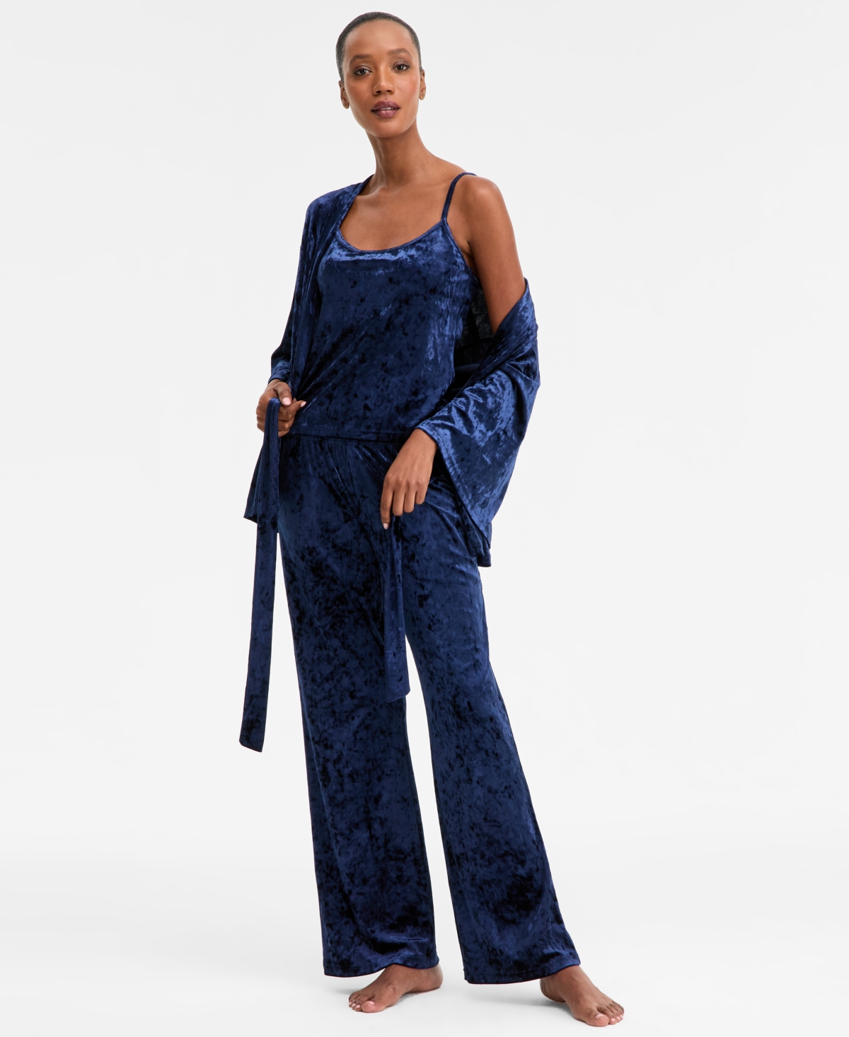 Inc International Concepts Women's 3-pc. Crushed Velvet Pajama Set, Macy's Exclusive