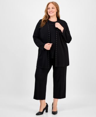 Plus Size Cropped Wide-Leg Pull-On Pants