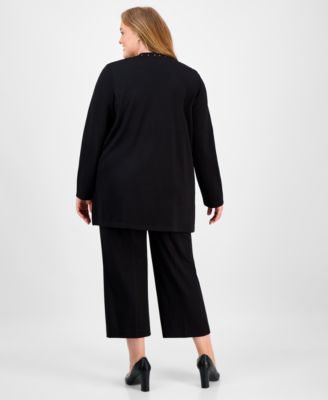 Plus Size Cropped Wide-Leg Pull-On Pants