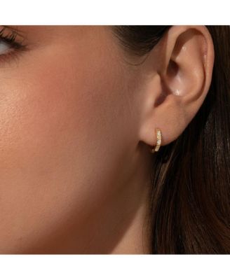 14k Gold-Plated Runway Huggie Earrings, 0.5"