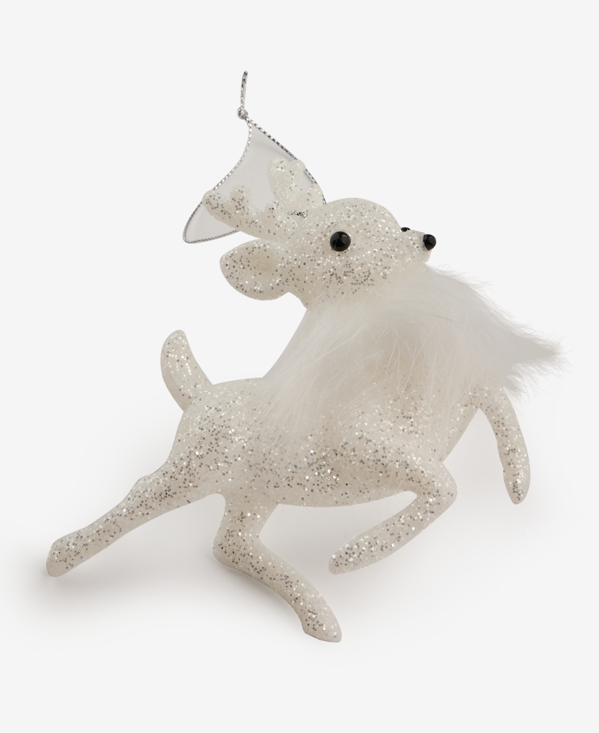 Holiday Lane Iced Delight White Deer With Feathers Ornament, Macy's Exclusive In Transparent