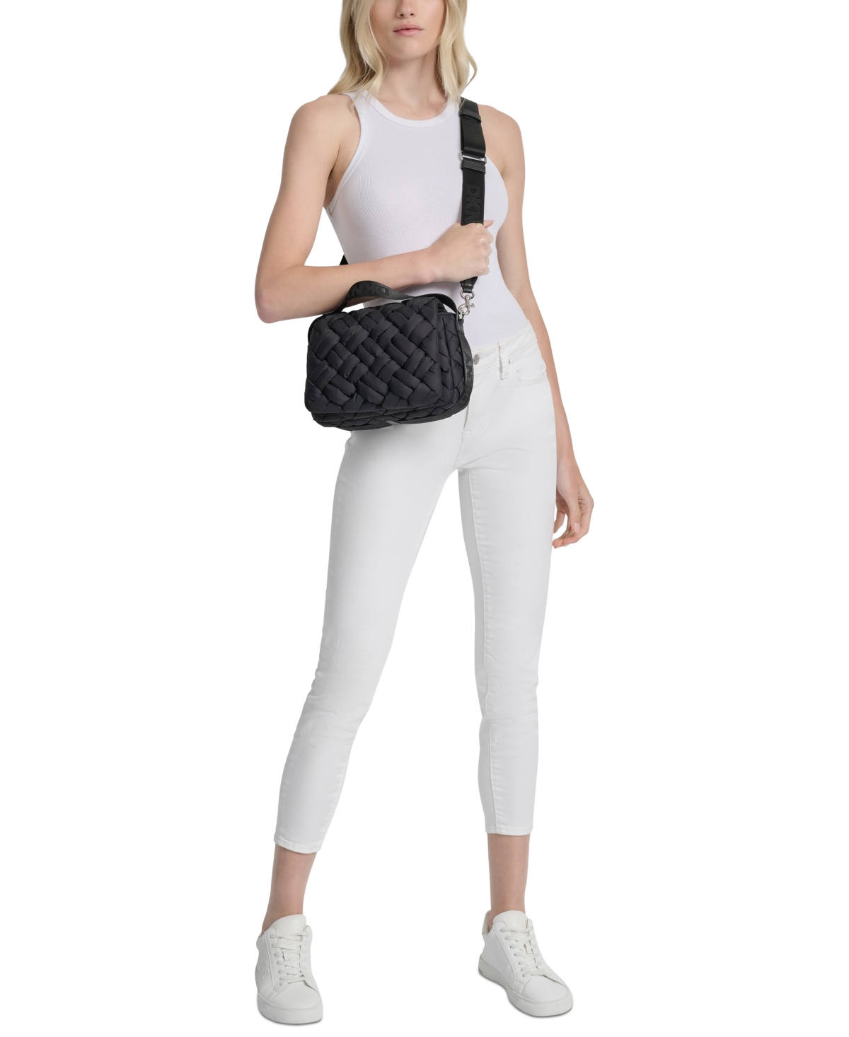 Dkny Nadia Small Quilted Flap Shoulder Bag In Black