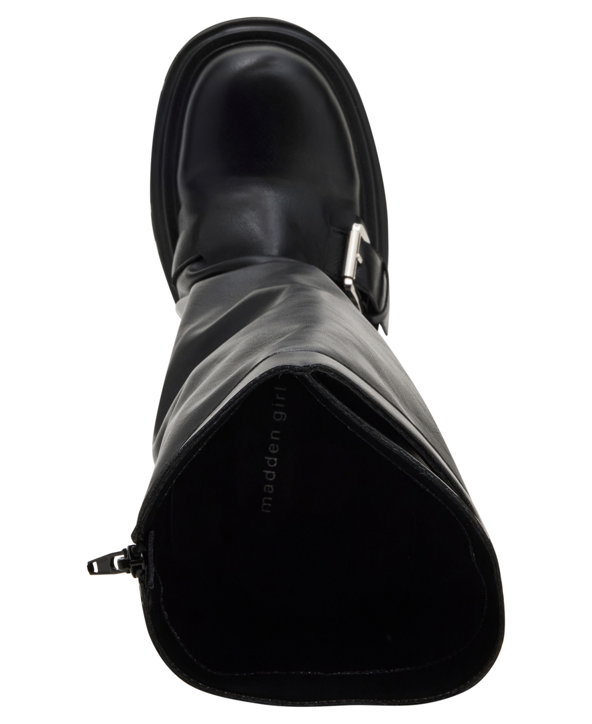 Madden Girl Womens Restore Knee High Slouchy Lug Sole Moto Boots Regular Wide Calf In Black