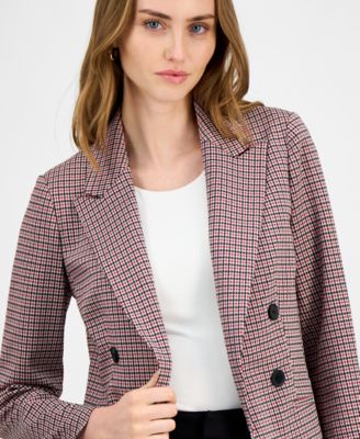 Women's Plaid Faux Double-Breasted Jacket, Macy's Exclusive