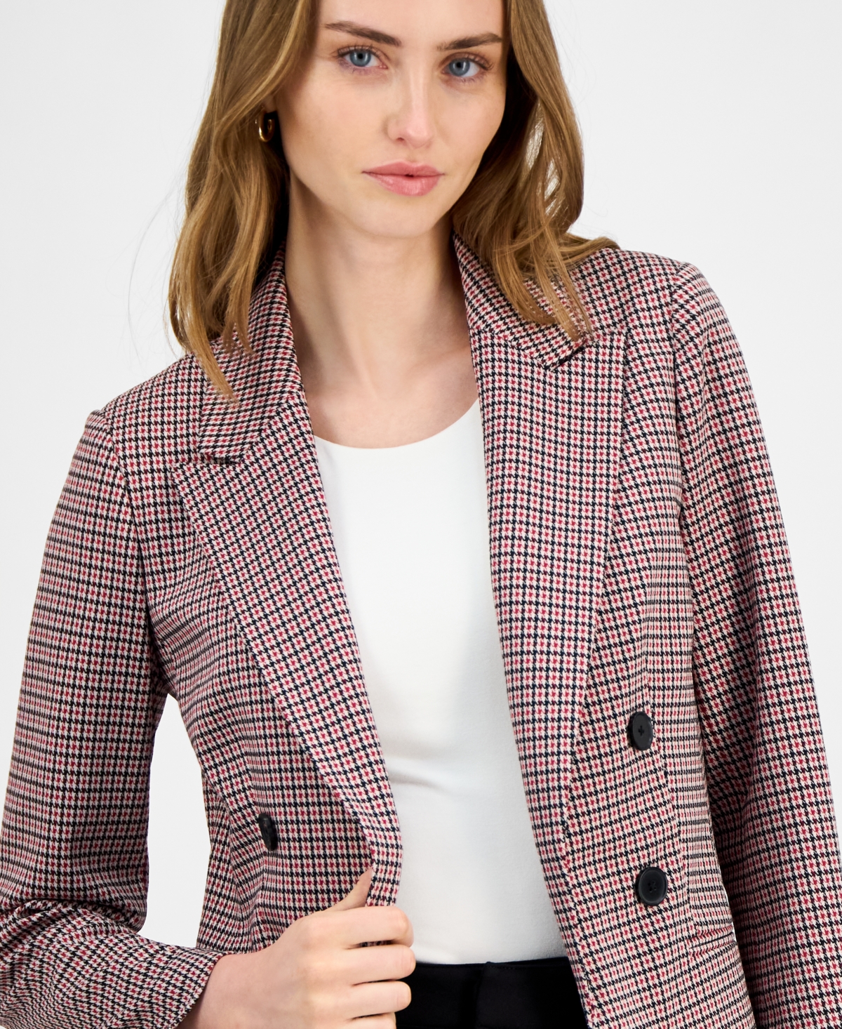 Bar Iii Women's Plaid Faux Double-Breasted Jacket, Macy's Exclusive
