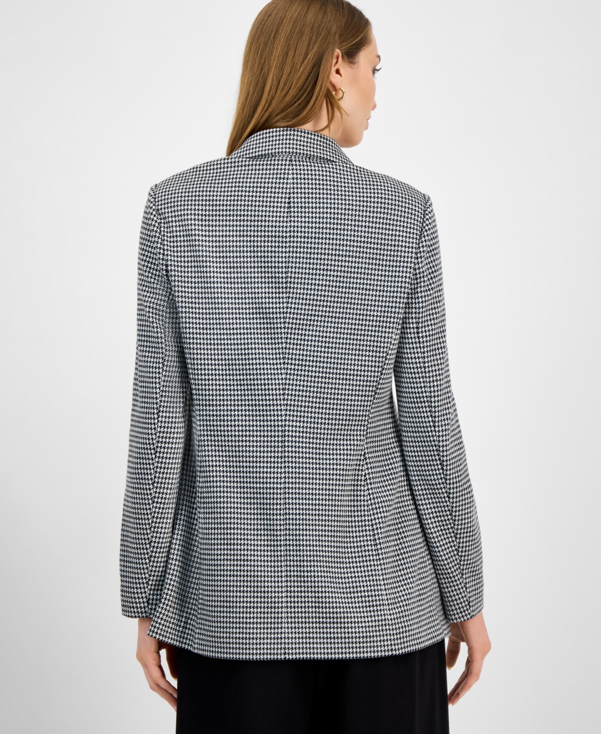 Bar Iii Women's Houndstooth Faux Double-Breasted Jacket, Macy's Exclusive
