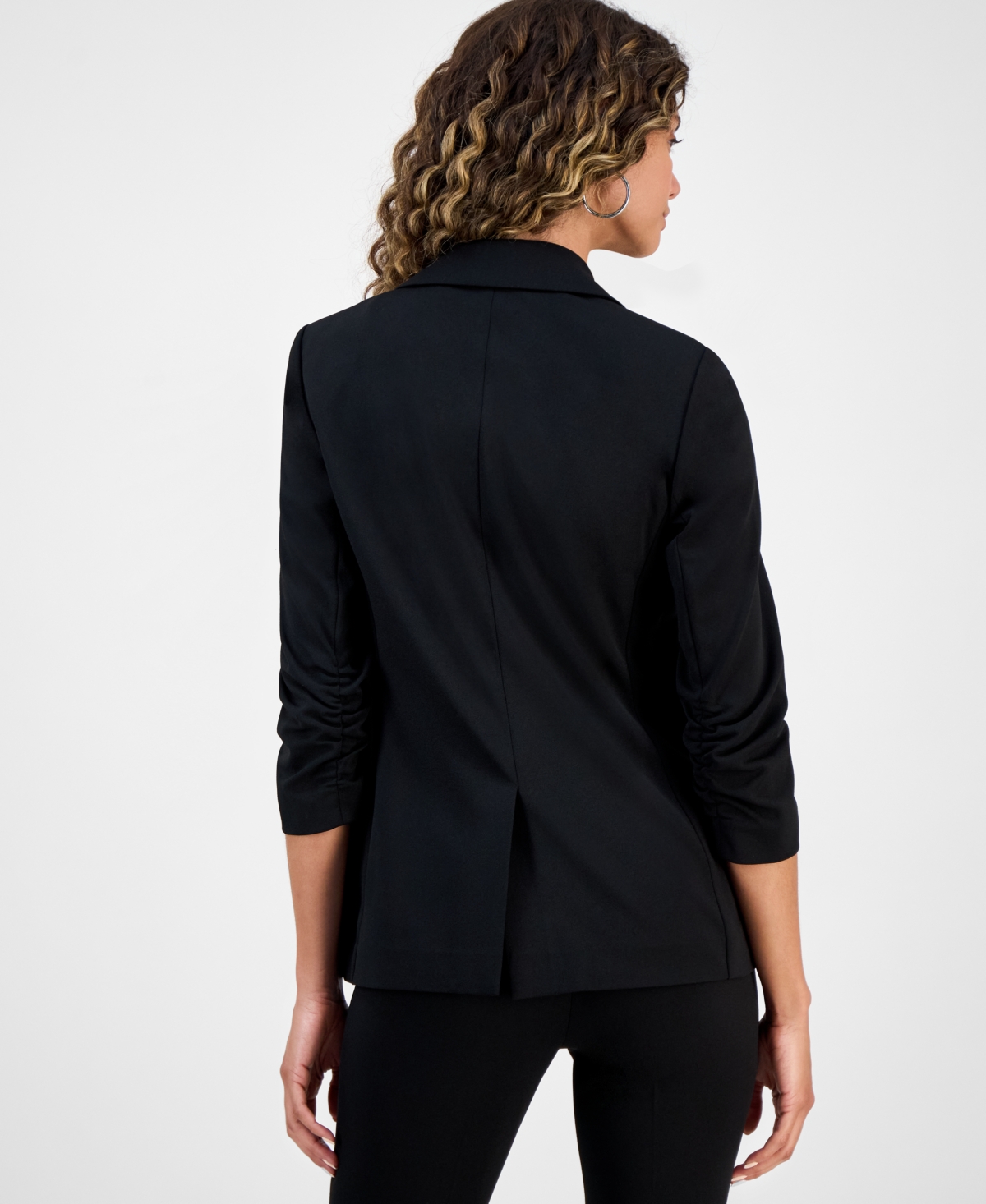 Bar Iii Women's One-button Scrunched-sleeve Jacket, Macy's Exclusive In Black
