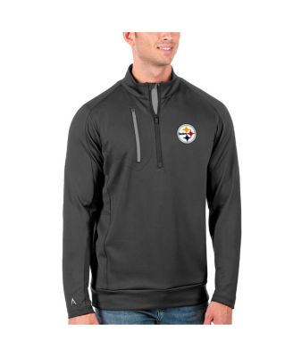 Antigua - Men's Charcoal/Silver Pittsburgh Steelers Generation Quarter-Zip Pullover Jacket