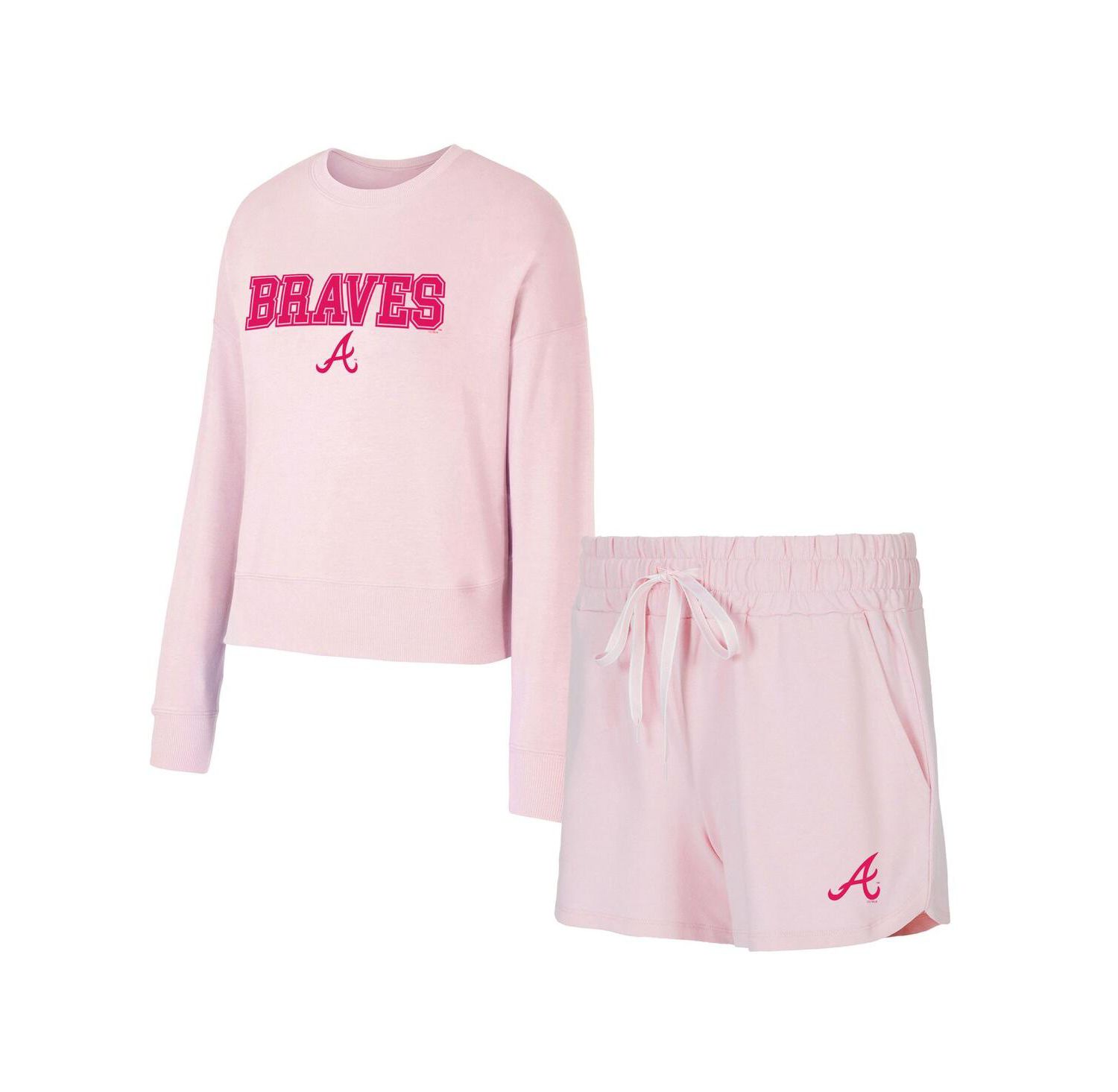 Women's 2-Piece Pink Atlanta Braves Elevation Tri-Blend Long Sleeve Top and Shorts Set