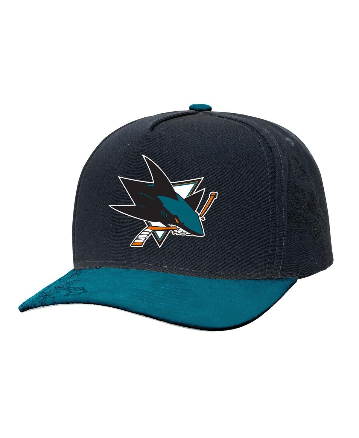 Men's Black/Teal San Jose Sharks May Flowers Pro Crown Adjustable Hat - Black, Teal