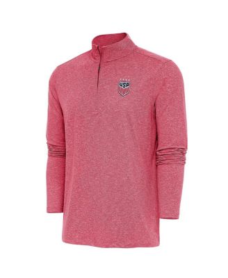 Antigua - Men's Heather Red USWNT Hunk Quarter-Zip Sweatshirt