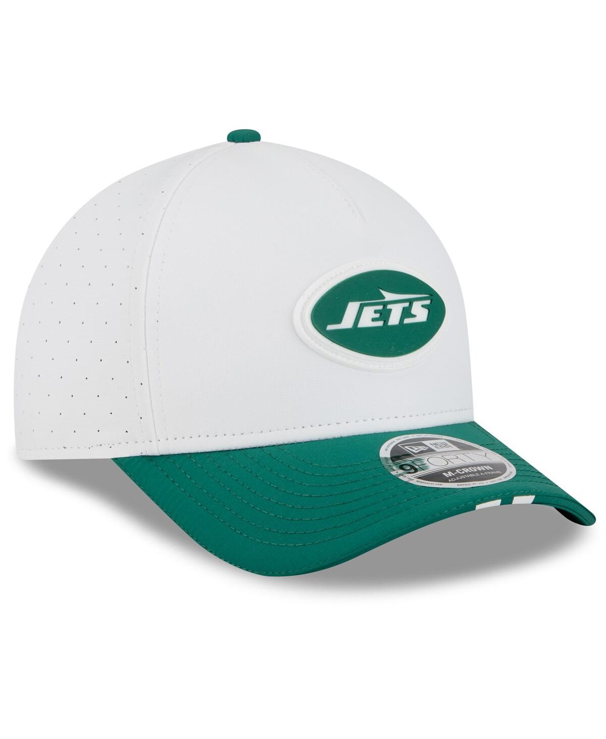 New Era Men's White/green New York Jets 2025 Nfl Training Camp A-frame 9forty Adjustable Hat In Multi