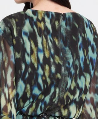 Women's Belted Chiffon A-Line Dress