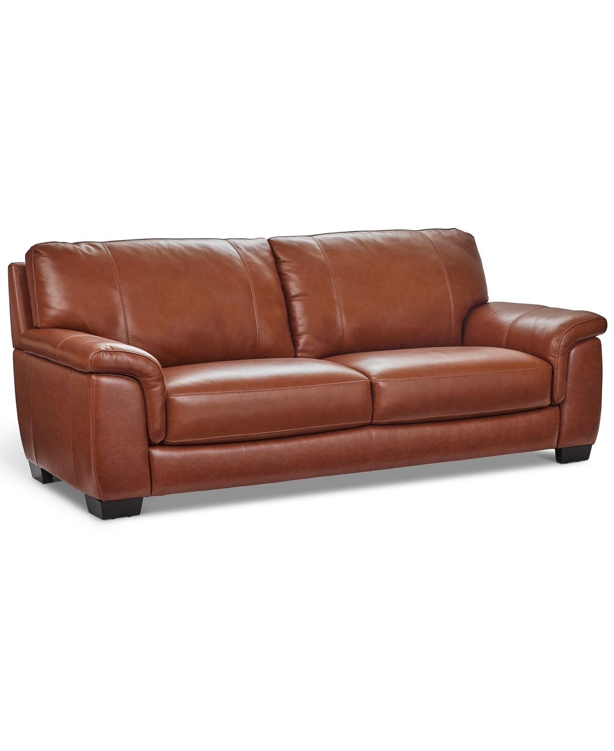 Macy's Cobbie Leather 89" Sofa,  Exclusive In Brown