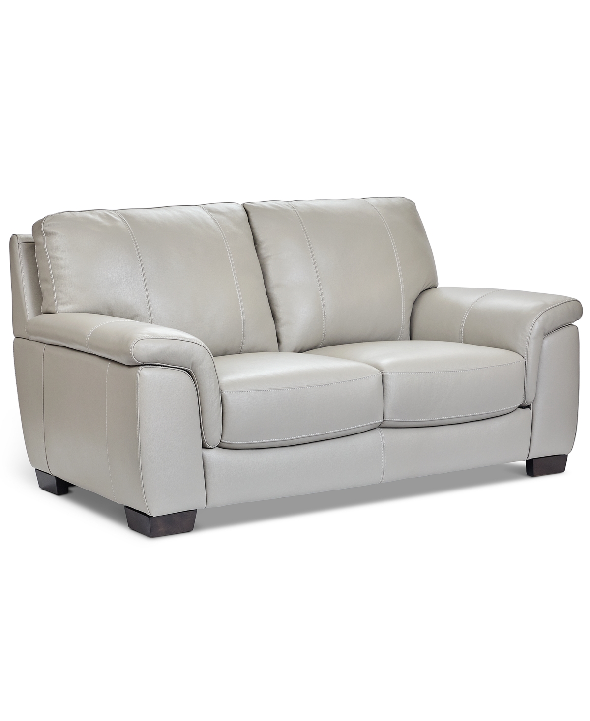Macy's Cobbie Leather 69" Loveseat,  Exclusive In Gray