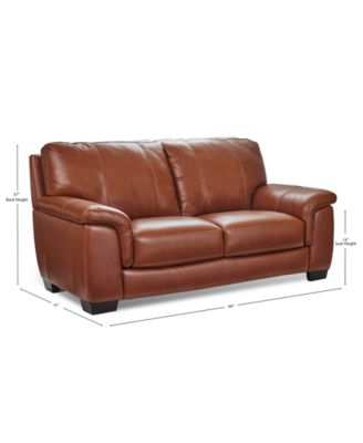 Cobbie Leather 69&amp;quot; Loveseat, Macy&#39;s Exclusive 