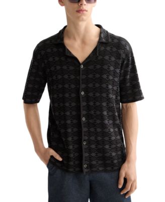 SCOTCH & SODA - Men's Short Sleeve Tone on Tone Button-Front Shirt