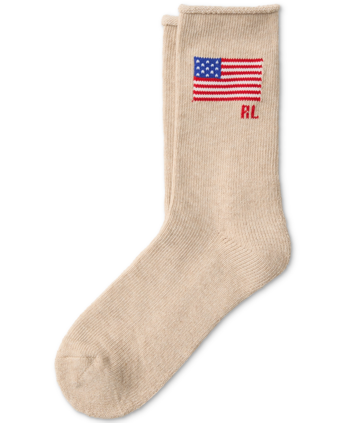 Polo Ralph Lauren Women's Flag Rl Roll Top Socks 79126 In Nude