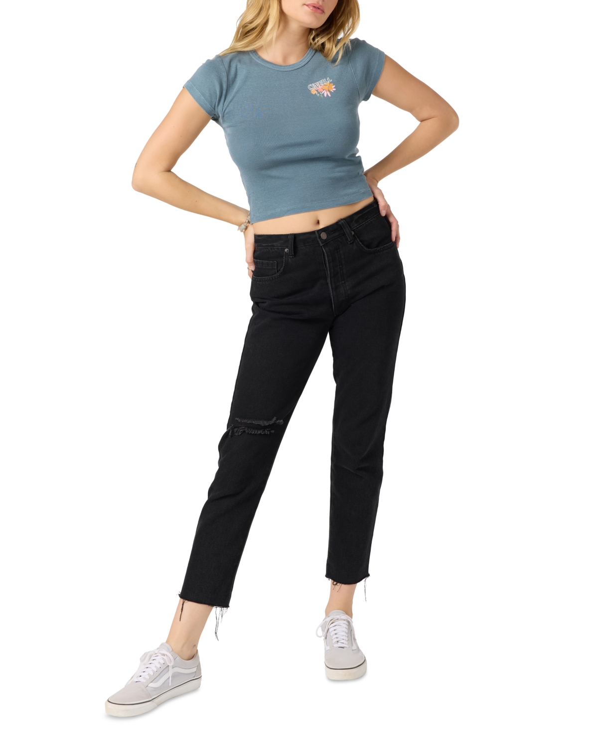 Juniors' Board Bloom Graphic Cotton T-Shirt - Washed Slate