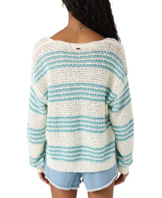 Juniors' Iyla V-Neck Long-Sleeve Cotton Sweater