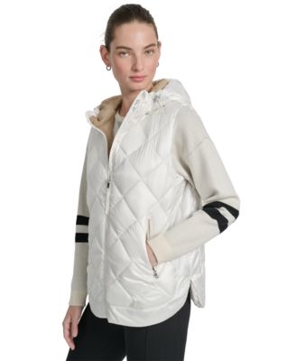Women's Quilted Curved-Hem Hooded Vest