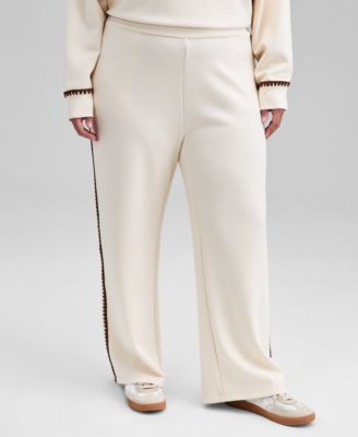 And Now This - Trendy Plus Size High-Rise Whipstitch Scuba Pants
