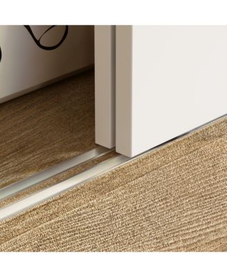 Modern high-quality natural wood color sliding door wardrobe, made of wood, with hanging clothes pole