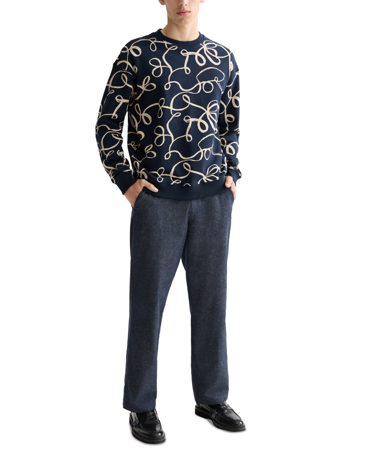 Scotch & Soda Print Cotton T-shirt In Blue