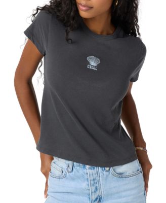 Juniors' Shelly Graphic Cotton Crewneck T-Shirt 