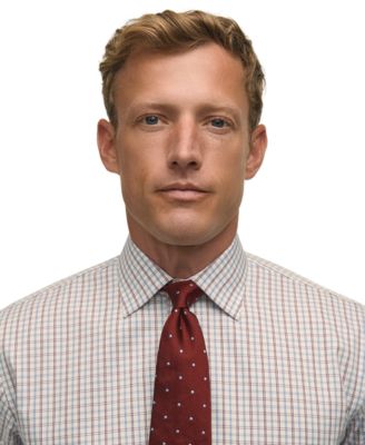 Brooks Brothers Men's Regular-Fit Spread Collar Windowpane Dress Shirt