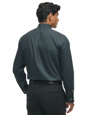 Brooks Brothers Men's Regular-Fit Spread Collar Tartan Plaid Dress Shirt