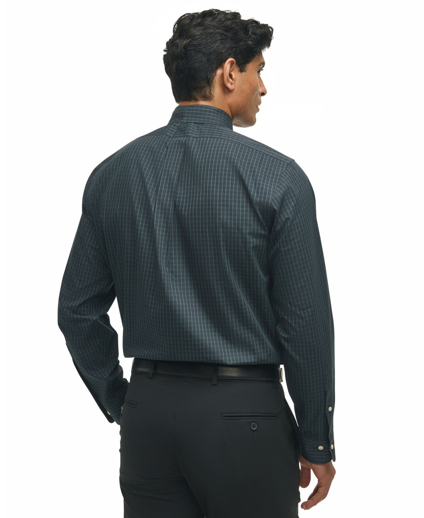Мужская рубашка Brooks Brothers Regular-Fit Spread Collar Tartan Plaid Dress Shirt, цвет: Тёмно-синий разноцветный — фото 2