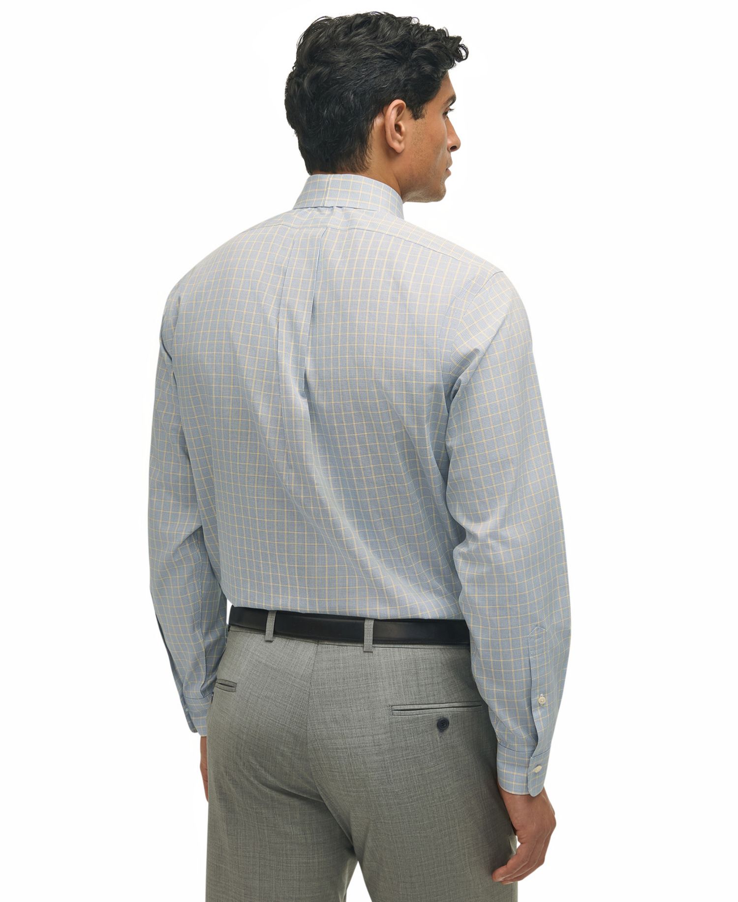 Men's Regular-Fit Navy Check Dress Shirt