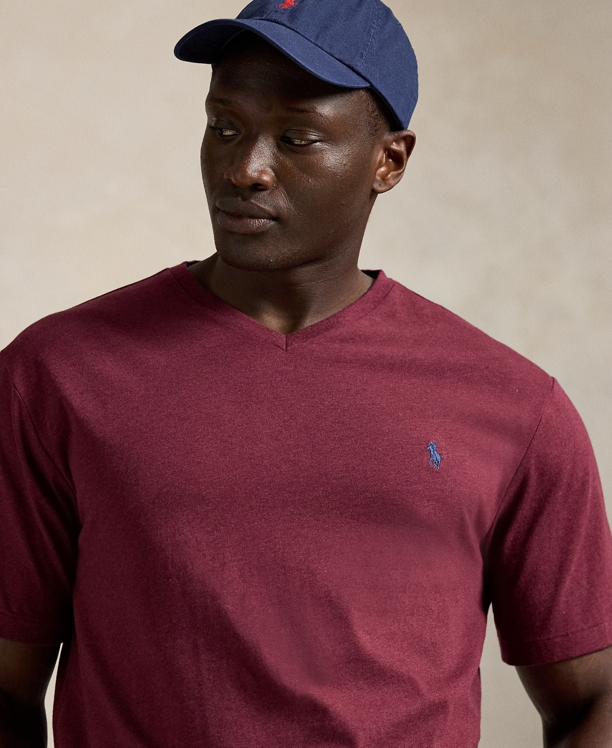Polo Ralph Lauren Men's Big & Tall Classic Fit V-neck T-shirt In Burgundy