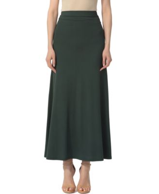 Women's Waist Ruched Pull On Maxi Skirt