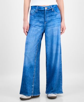 Petite Sky-Rise French Terry Wide-Leg Jeans