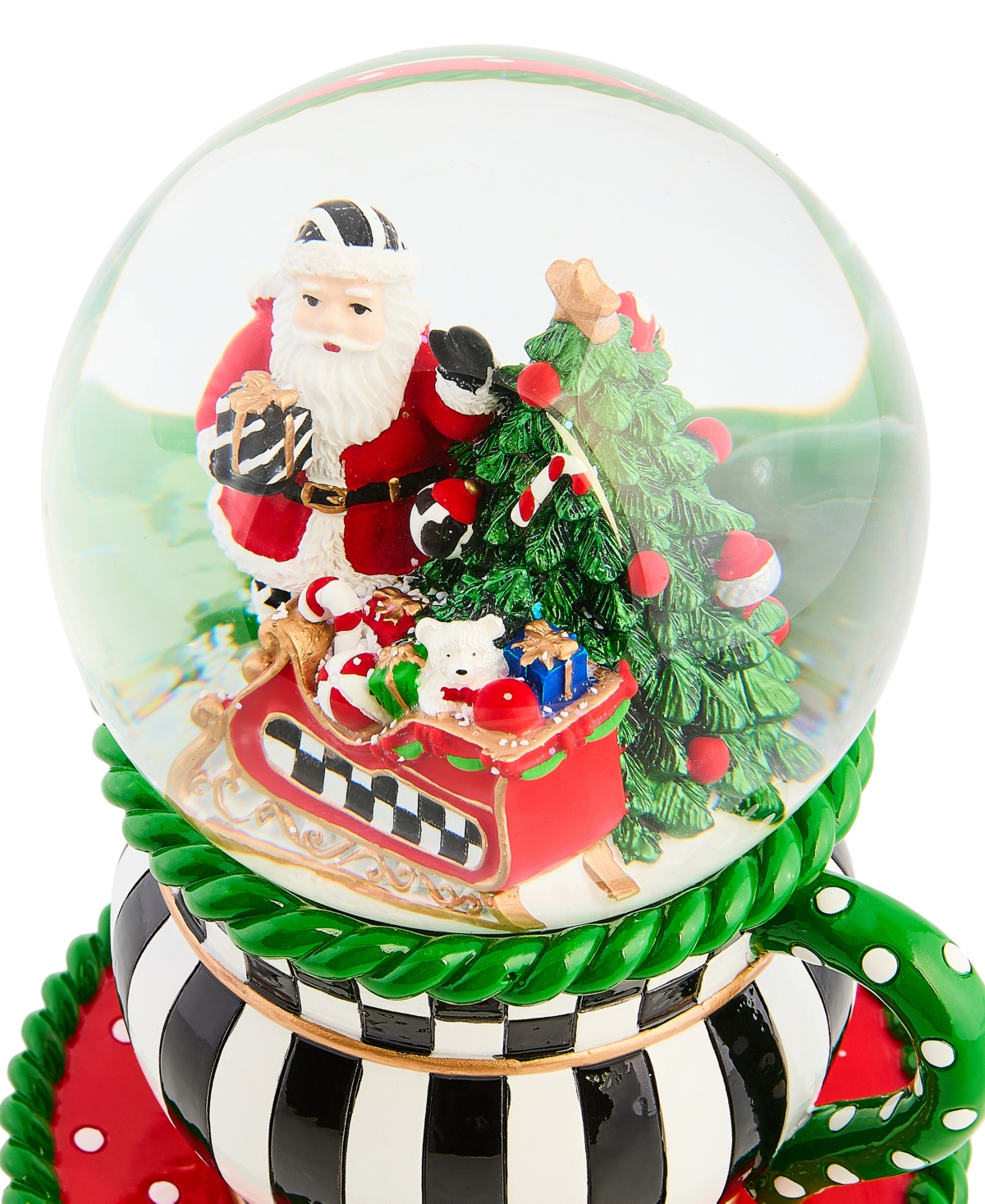 Mackenzie-childs Courtly Check Teacup Snow Globe In Multi