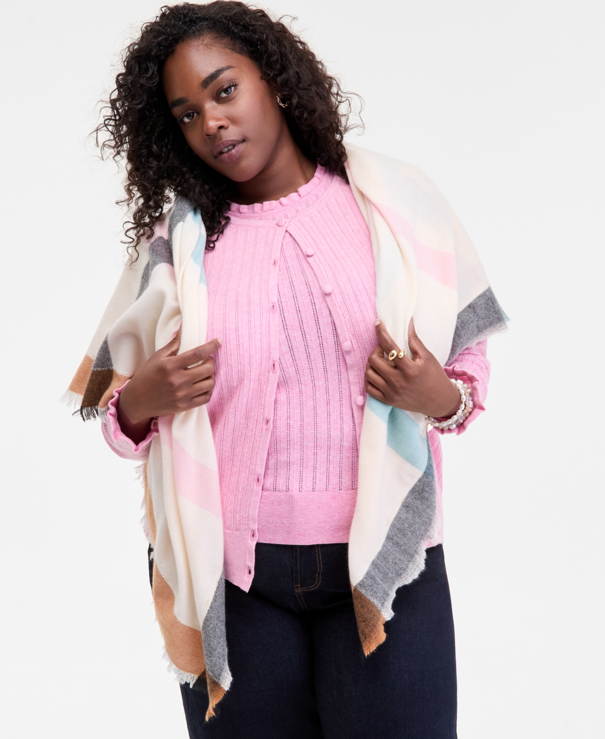 On 34th Colorblocked Blanket Wrap, Macy's Exclusive