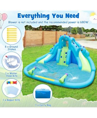 Inflatable Water Slide Blowup Water Park with Dual Slides Without Blower