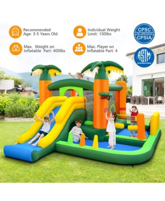 Tropical Inflatable Bounce Castle 8-in-1 Giant Jumping House with 680W Blower