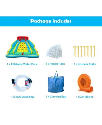 Inflatable Mighty Water Park Bouncy Splash Pool Climbing Wall with 680W Blower