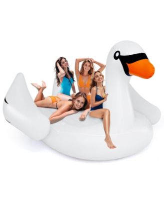 Giant Inflatable Swan Floating Island 4-Person Pool Float with 4 Cups Holders