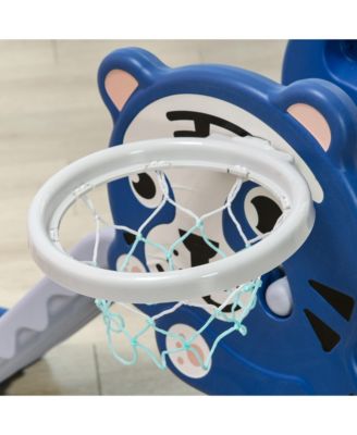 2 in 1 Toddler Slide for Indoors, Toy for Toddler, Easy Set Up Baby Slide with Basketball Hoop for Kids 18-36 Months