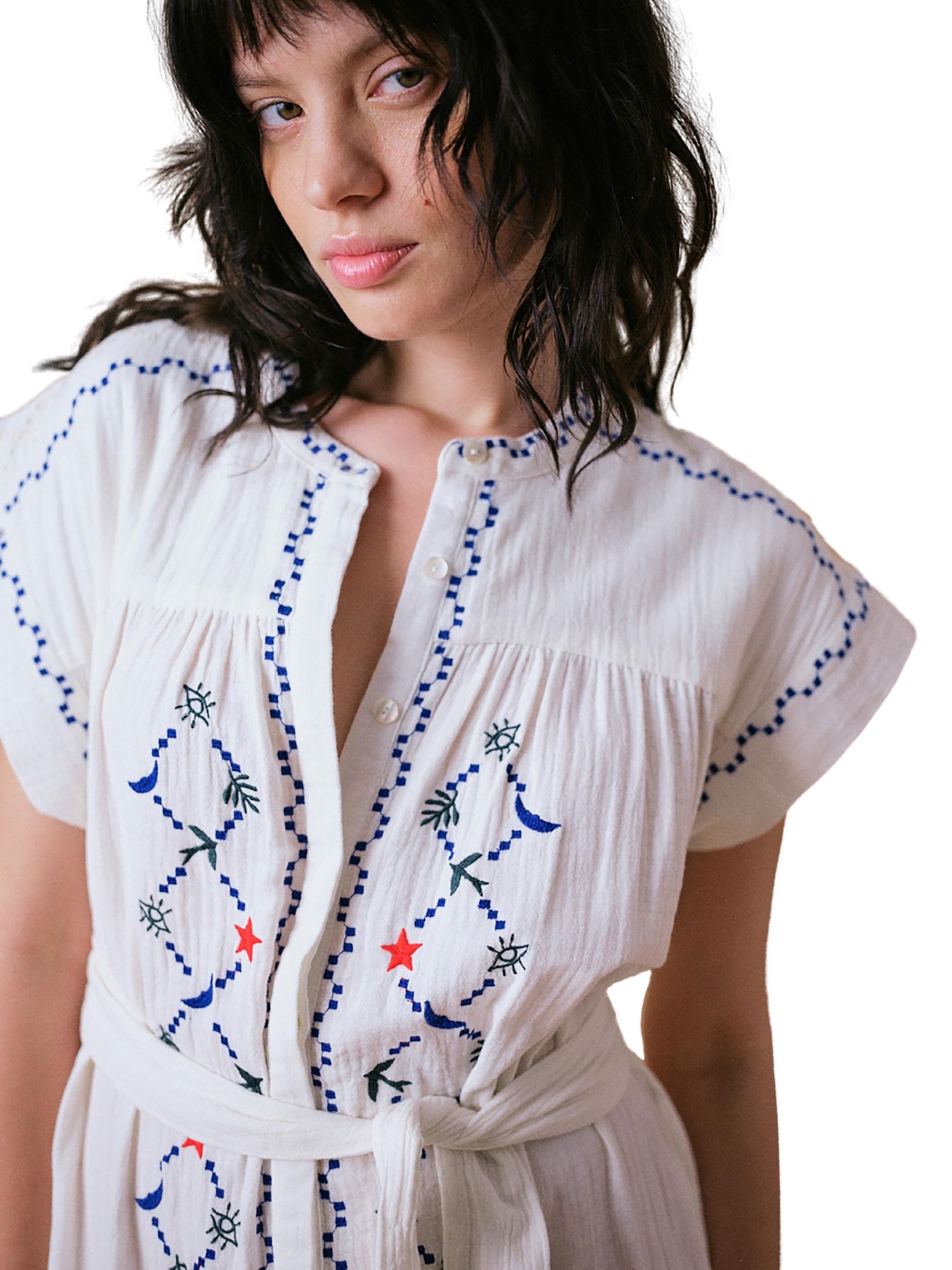 Women's Cap Sleeve Embroidered Dress