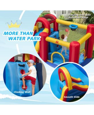 Inflatable Water Slide Giant Kids Water Park w/ Double Slides & 735W Blower