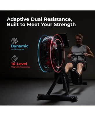 Premium Smart Magnetic Air Rower, 300LB Weight Capacity, Free SunnyFit App w/ Bluetooth