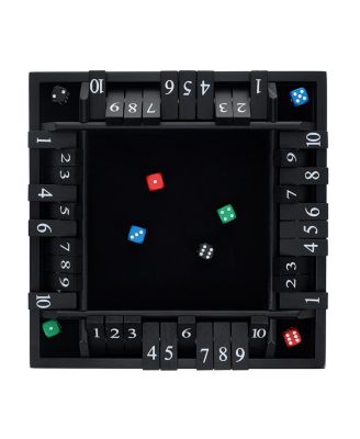 4 Player Shut the Box Dice Board Game with Black Stained Wood - 12 in