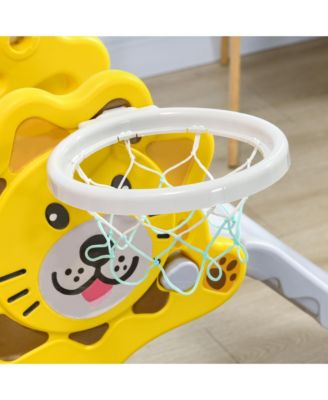 2 in 1 Toddler Slide for Indoors, Toy for Toddler, Easy Set Up Baby Slide with Basketball Hoop for Kids.